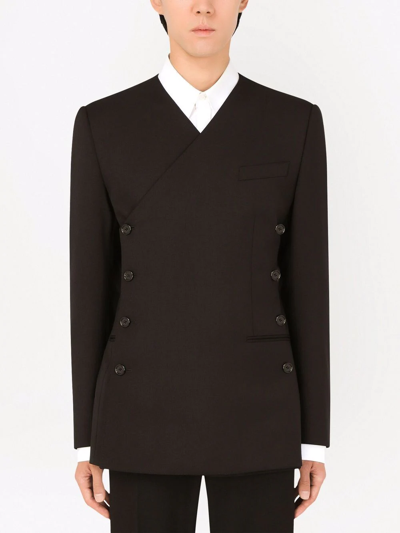 Shop Dolce & Gabbana Wrap-style Side Button Blazer In Black