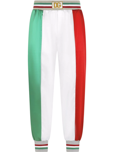 Shop Dolce & Gabbana Italia Colour-block Track Trousers In Green