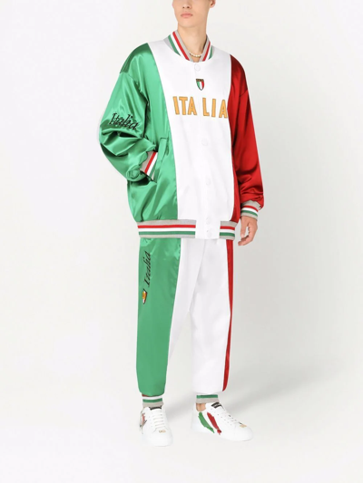 Shop Dolce & Gabbana Italia Colour-block Track Trousers In Green