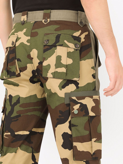 Shop Dolce & Gabbana Camouflage Panelled Trousers In Green