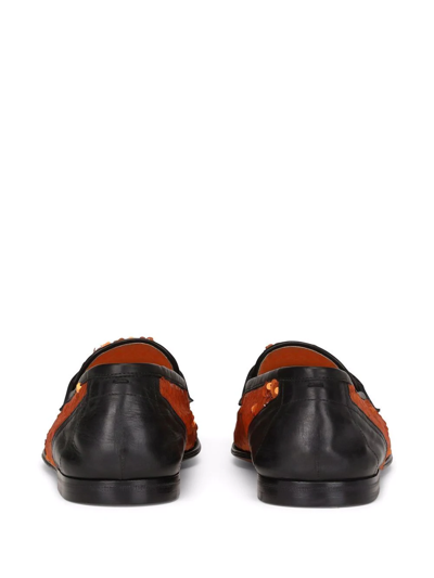 Shop Dolce & Gabbana Ariosto Sequin-embellished Slippers In Orange