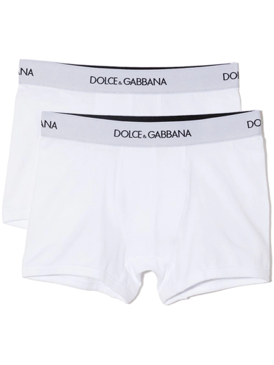 Shop Dolce & Gabbana Two-pack Logo-waistband Boxers In White