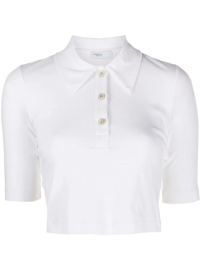 Shop Rosetta Getty Cropped Shortsleeved Polo Shirt In White