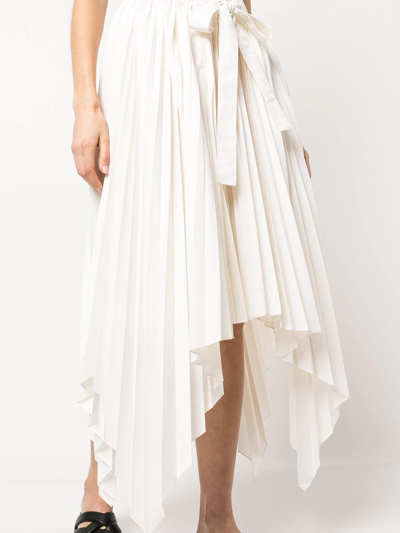 Shop Rosetta Getty Asymmetric Pleated Skirt In White