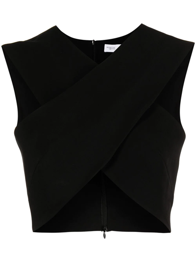 Shop Rosetta Getty Crossover Cut-out Top In Black