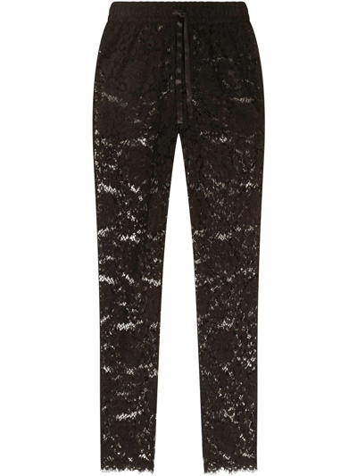 Shop Dolce & Gabbana Lace-detail Track Pants In Black