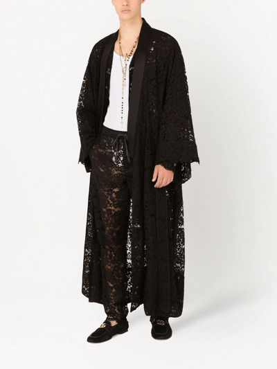Shop Dolce & Gabbana Lace-detail Track Pants In Black