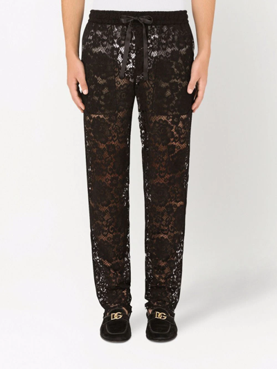 Shop Dolce & Gabbana Lace-detail Track Pants In Black