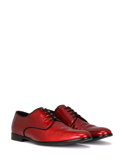 Shop Dolce & Gabbana Patent Leather Derby Shoes In Red