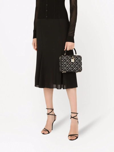 Dolce & Gabbana Dolce Box Rhinestone Top-handle Bag In Black