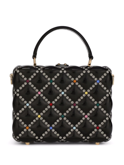 Dolce & Gabbana Dolce Box Rhinestone Top-handle Bag In Black