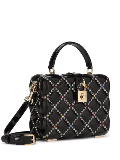 Dolce & Gabbana Dolce Box Rhinestone Top-handle Bag In Black