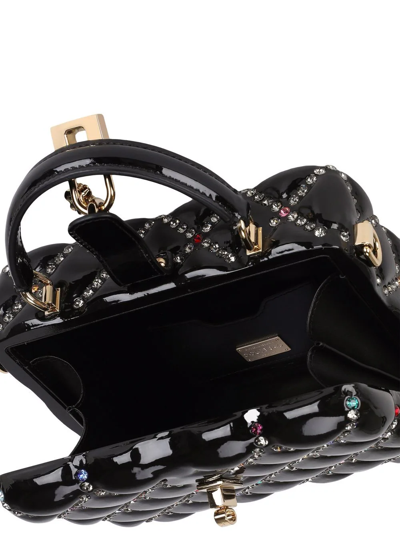 Shop Dolce & Gabbana Dolce Box Rhinestone-embellished Top-handle Bag In Black