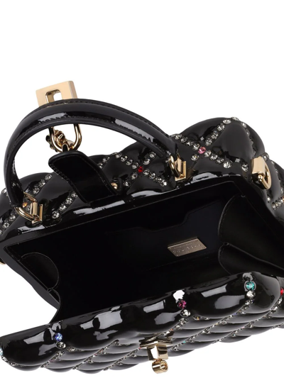 Dolce & Gabbana Dolce Box Rhinestone Top-handle Bag In Black