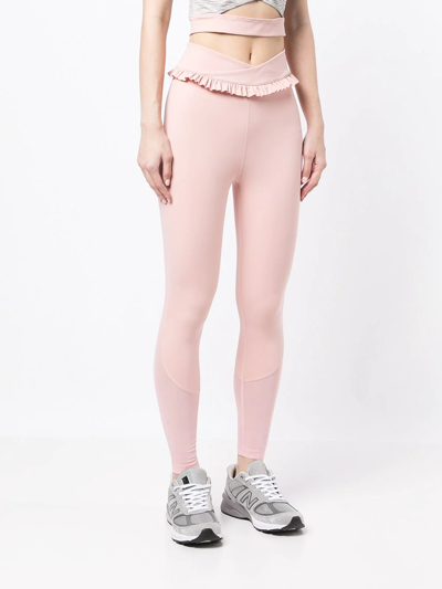 Onefifteen X Beyond The Radar Ruffle-trim Sports Leggings In Pink