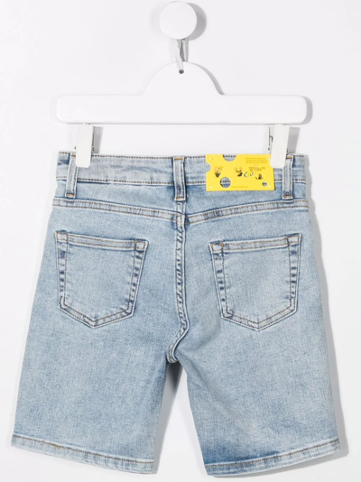 Shop Off-white Organic Cotton Denim Shorts In Blue