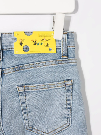 Shop Off-white Organic Cotton Denim Shorts In Blue