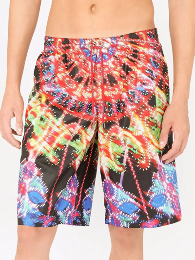 Dolce & Gabbana Illumination Print Swim Shorts In Black