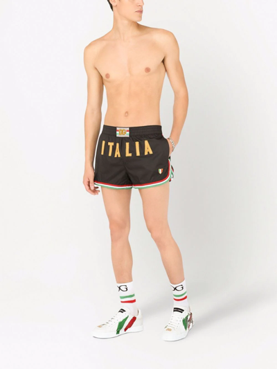 Shop Dolce & Gabbana Italia Swimming Shorts In Black
