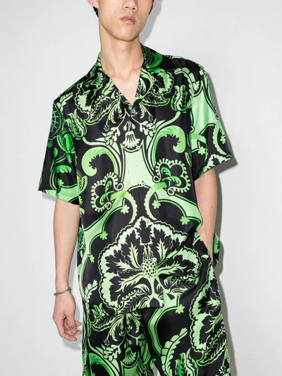 Shop Edward Crutchley Motif-print Silk Shirt In Green