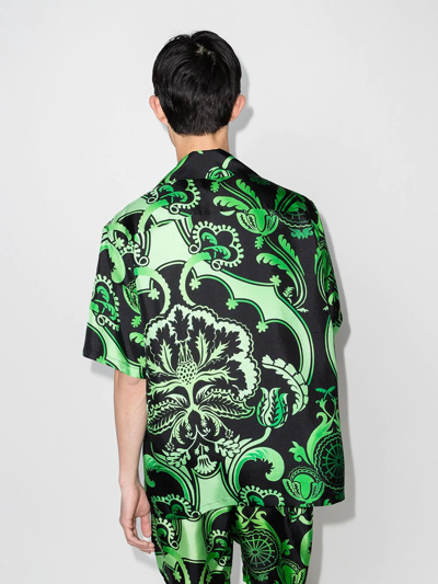 Shop Edward Crutchley Motif-print Silk Shirt In Green