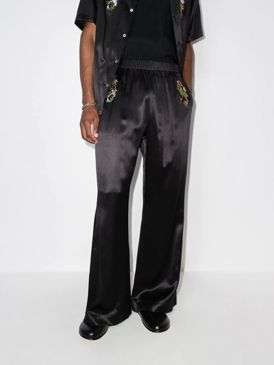 Shop Edward Crutchley Ferret Wide-leg Silk Trousers In Black
