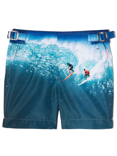 Shop Orlebar Brown Beach Surfers Printed Swim Shorts In Blue
