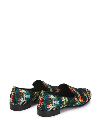 Giuseppe Zanotti Lewis Tropical Graphic-print Loafers In Black