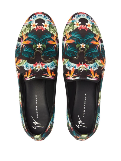 Giuseppe Zanotti Lewis Tropical Graphic-print Loafers In Black
