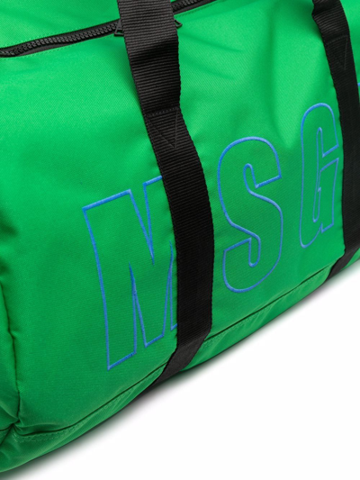 Shop Msgm Logo-print Luggage Bag In Green