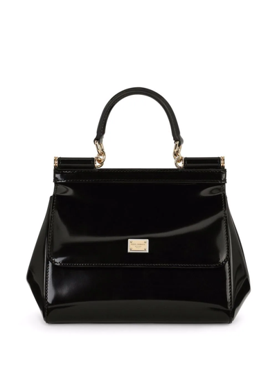 Shop Dolce & Gabbana Medium Sicily Top-handle Bag In Black