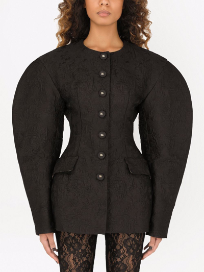 Shop Dolce & Gabbana Floral-jacquard Ramage Jacket In Black