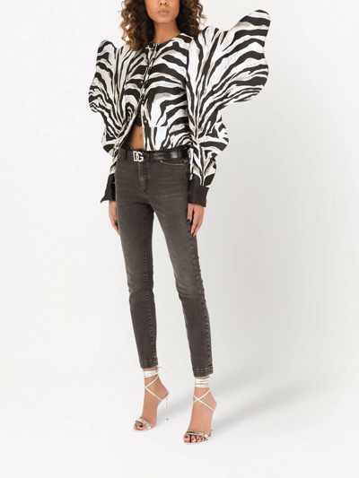 Dolce & Gabbana Logo-plaque Low-rise Skinny Jeans In Black