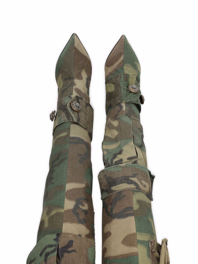 Shop Dolce & Gabbana Camouflage-pattern Pointed-toe Boots In Green