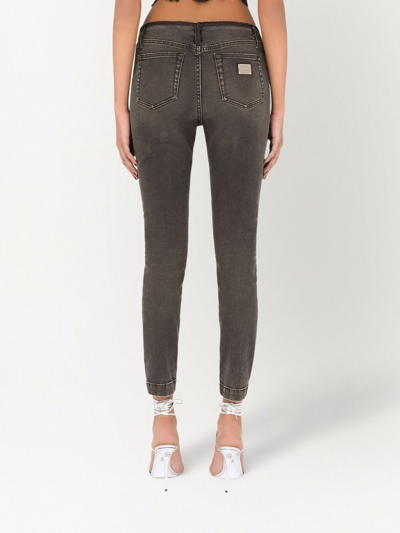 Dolce & Gabbana Logo-plaque Low-rise Skinny Jeans In Black