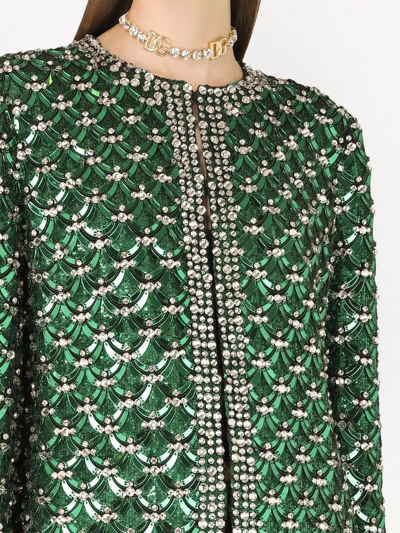 Dolce & Gabbana Scale Strass Embellished Organza Jacket In Green