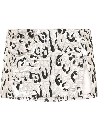 Shop Dolce & Gabbana Metallic Embroidered Leopard Print Skirt In Neutrals
