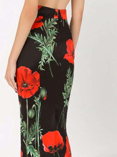 Shop Dolce & Gabbana Floral Print Pencil Skirt In Black