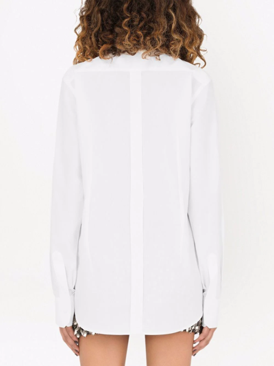 Dolce & Gabbana Cotton Poplin Longline Shirt In White