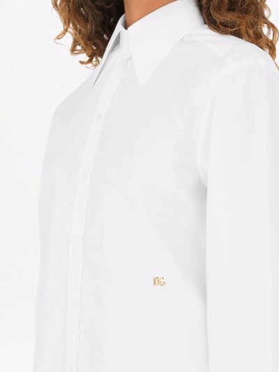 Dolce & Gabbana Cotton Poplin Longline Shirt In White