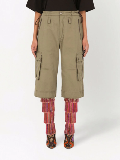 Dolce & Gabbana Knee-length Cargo Shorts In Neutrals