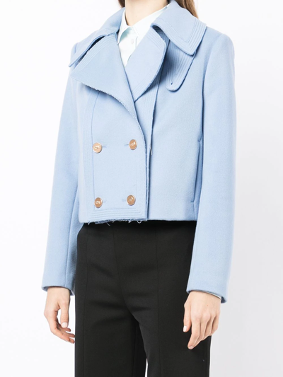 Shop Ports 1961 Double-breasted Cropped Jacket In Blue