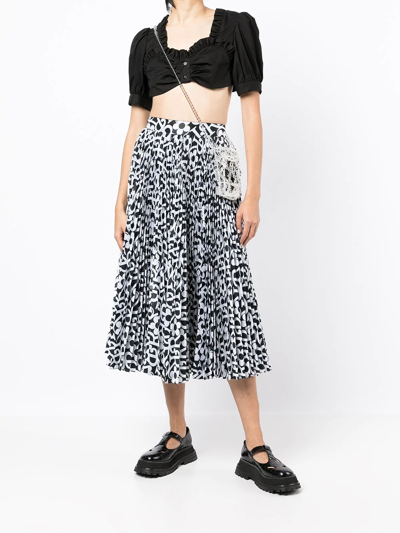 Shop Comme Des Garçons Ruffle-trim Sweetheart Crop Top In Black