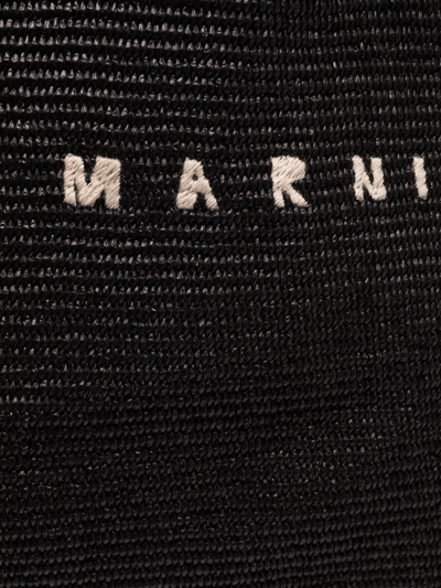 Marni Large Raffia Effect Tote Bag In Black