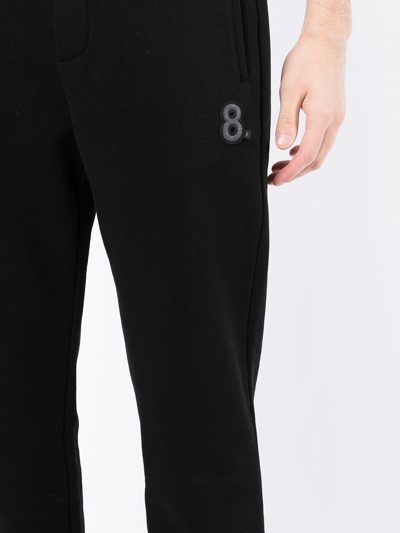 Shop Emporio Armani Embroidered Logo Cotton Track Trousers In Black