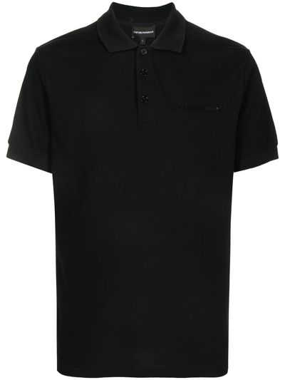 Shop Emporio Armani Car-print Cotton Polo Shirt In Black