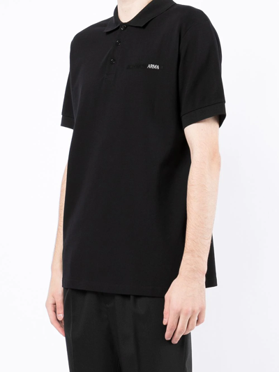 Shop Emporio Armani Car-print Cotton Polo Shirt In Black