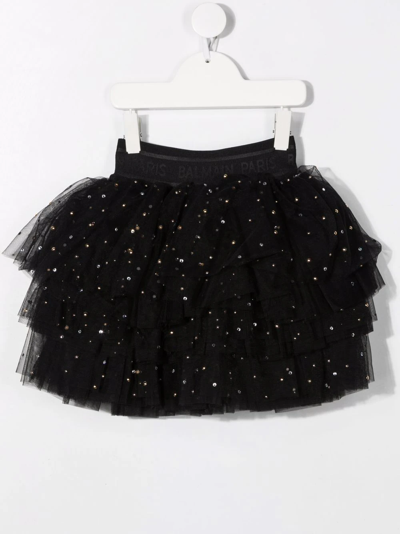 Shop Balmain Sparkle-detail Tutu Skirt In Black
