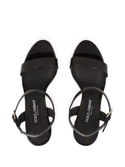 Dolce & Gabbana Keira 145 Polished Leather Platform Sandals In Black
