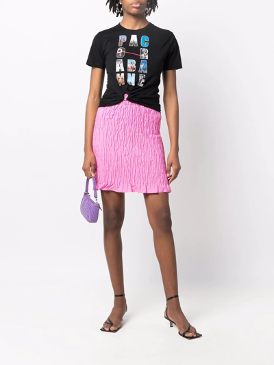 Shop Msgm Shirred-effect Mini Skirt In Pink